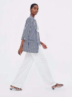 Cozy Striped Casual Suit Top - Landing Closet