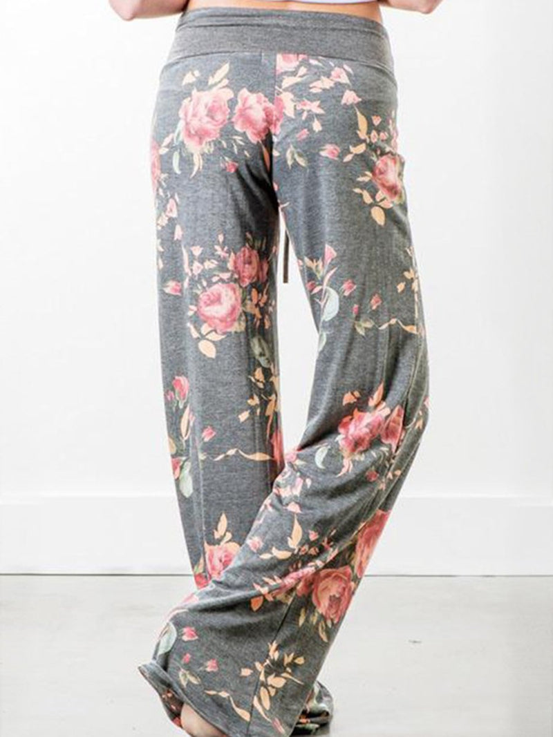 Women Drawstring Floral Jogger Loose Sports Sweat Pants