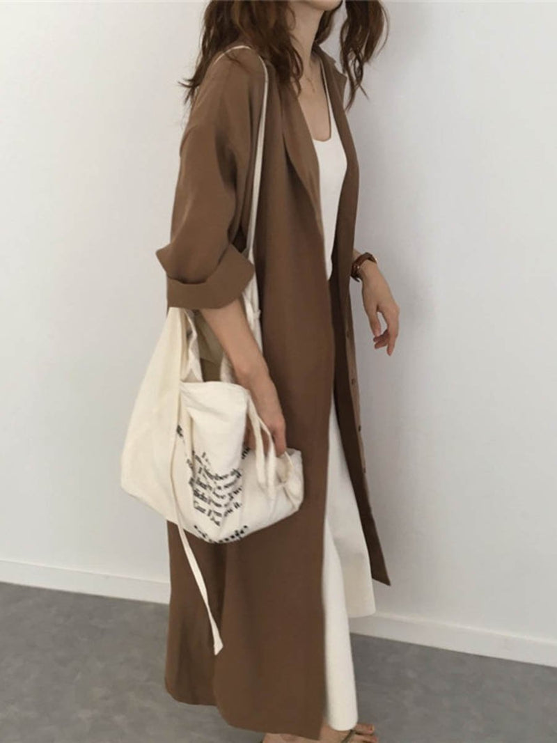 Long Sleeve Plain Belt T-shirt Coat