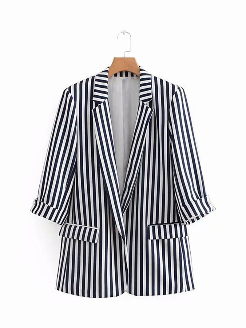 Cozy Striped Casual Suit Top - Landing Closet