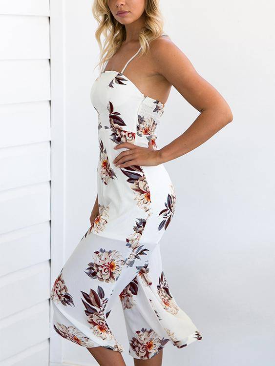 Floral Print Wide Leg Jumpsuit - Landing Closet