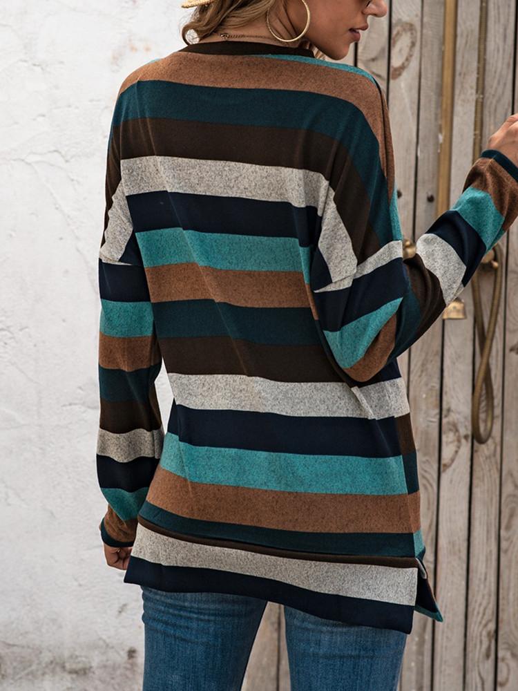 Striped Long Sleeve Casual T-shirt