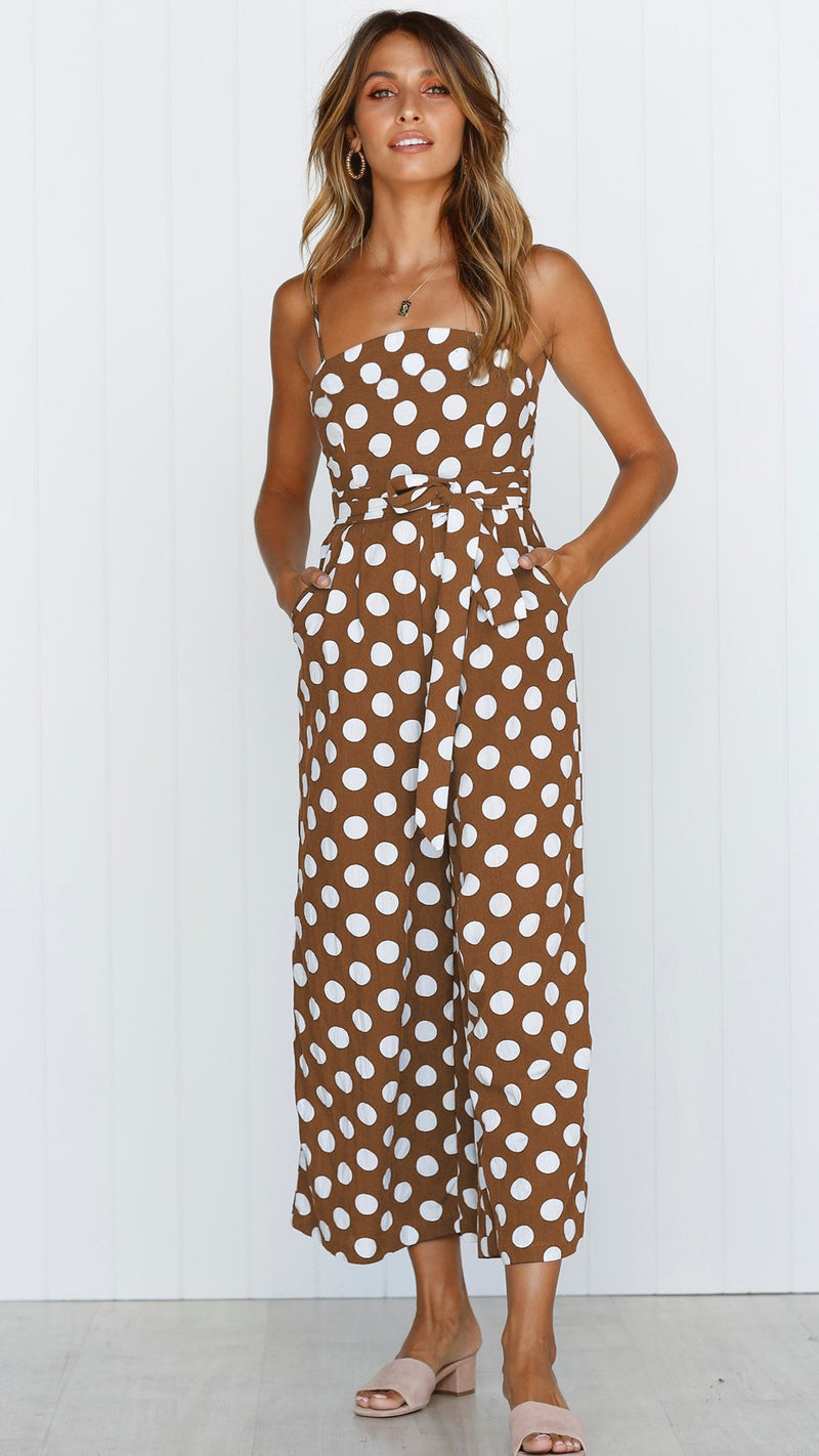 Straps Polka Dot Loose Jumpsuit