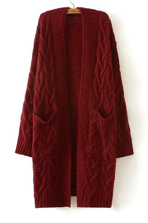 Twist Knit Pockets Cardigan