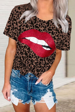 Animal Print Lips Graphic Tee