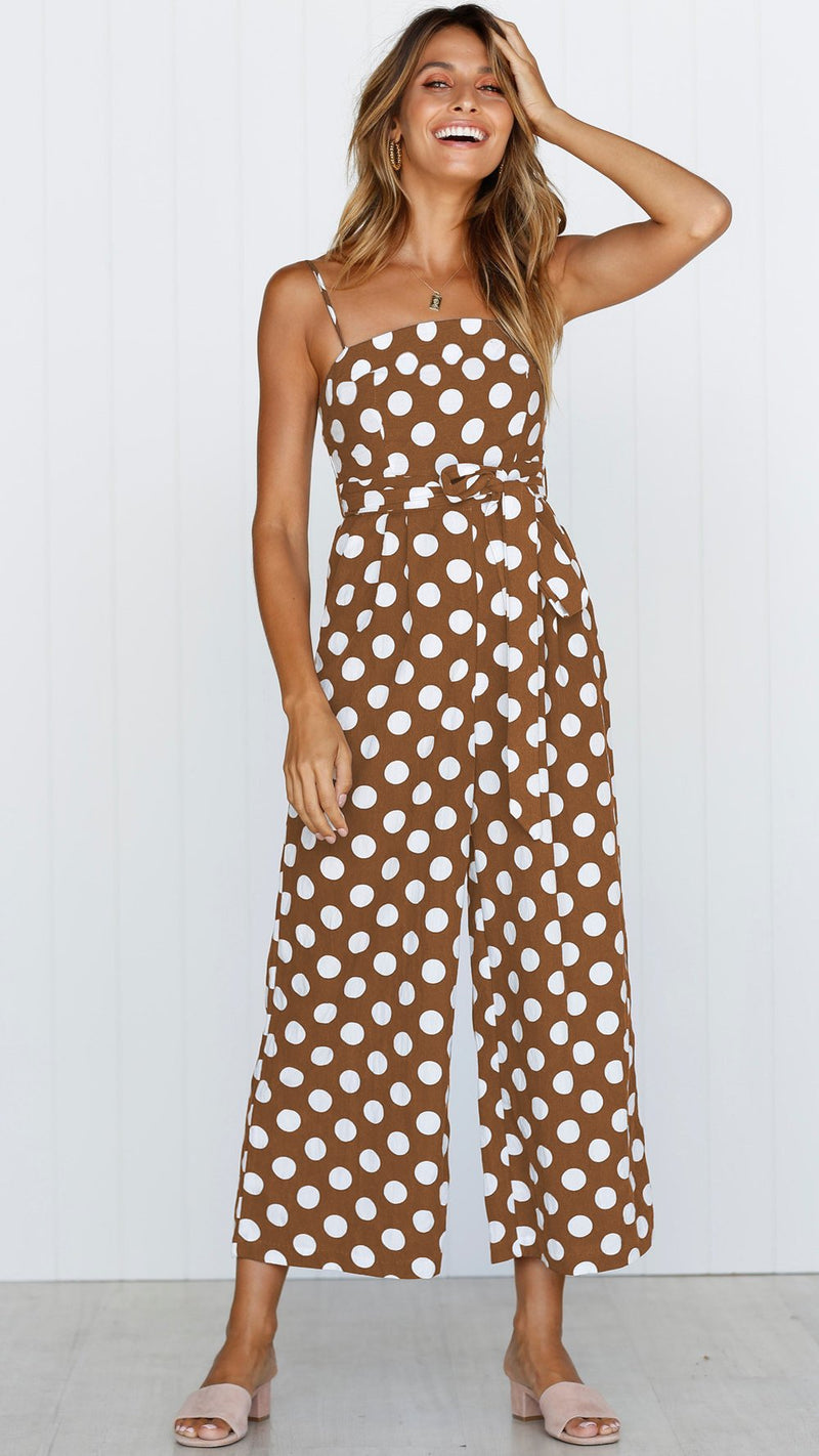 Straps Polka Dot Loose Jumpsuit