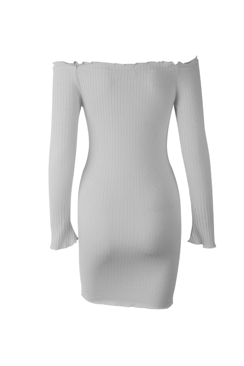 Off Shoulder Long Sleeve Bodycon Mini Dress