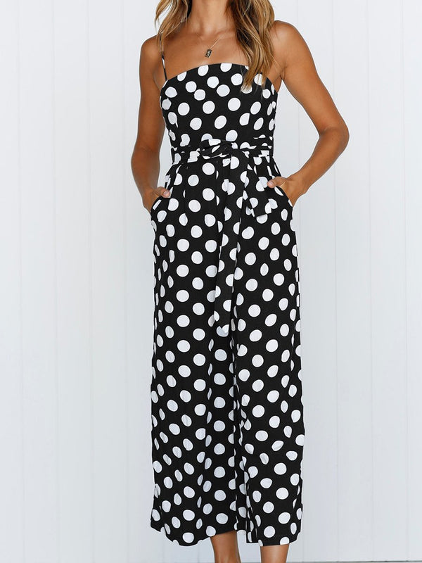 Straps Polka Dot Loose Jumpsuit