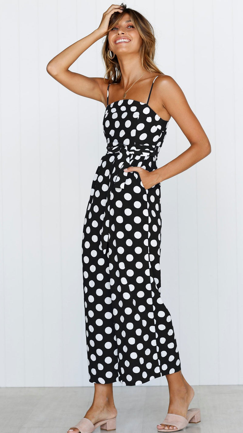 Straps Polka Dot Loose Jumpsuit