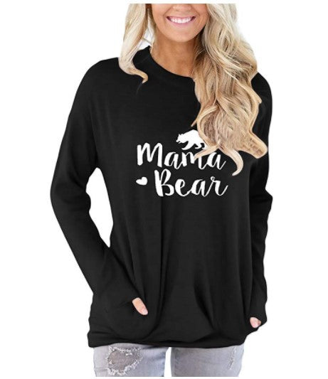 Crew Neck Mama Bear Printed Sweatshirt