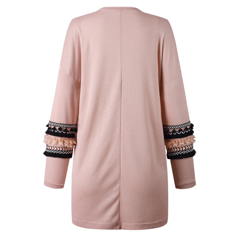 Front Open Long Sleeves Pocketed Cardigan Sweater