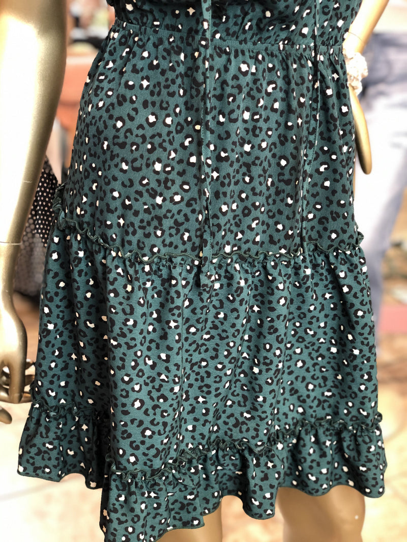 Sleeveless Polka Dot V Neck Lace Mini Swing Skater Dress