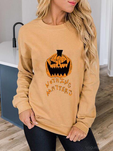 Halloween Animal Print Pumpkin Graphic Sweatshirt