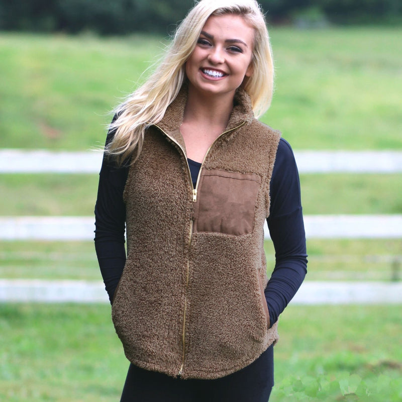 Fall Warm Zipper Vest with Pockets - Landing Closet