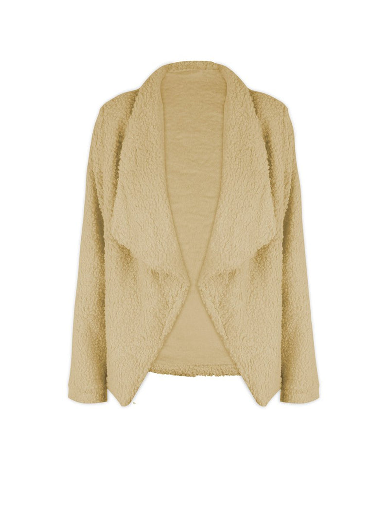 Plush Lapel V-neck Open Front Short Cardigan Coat