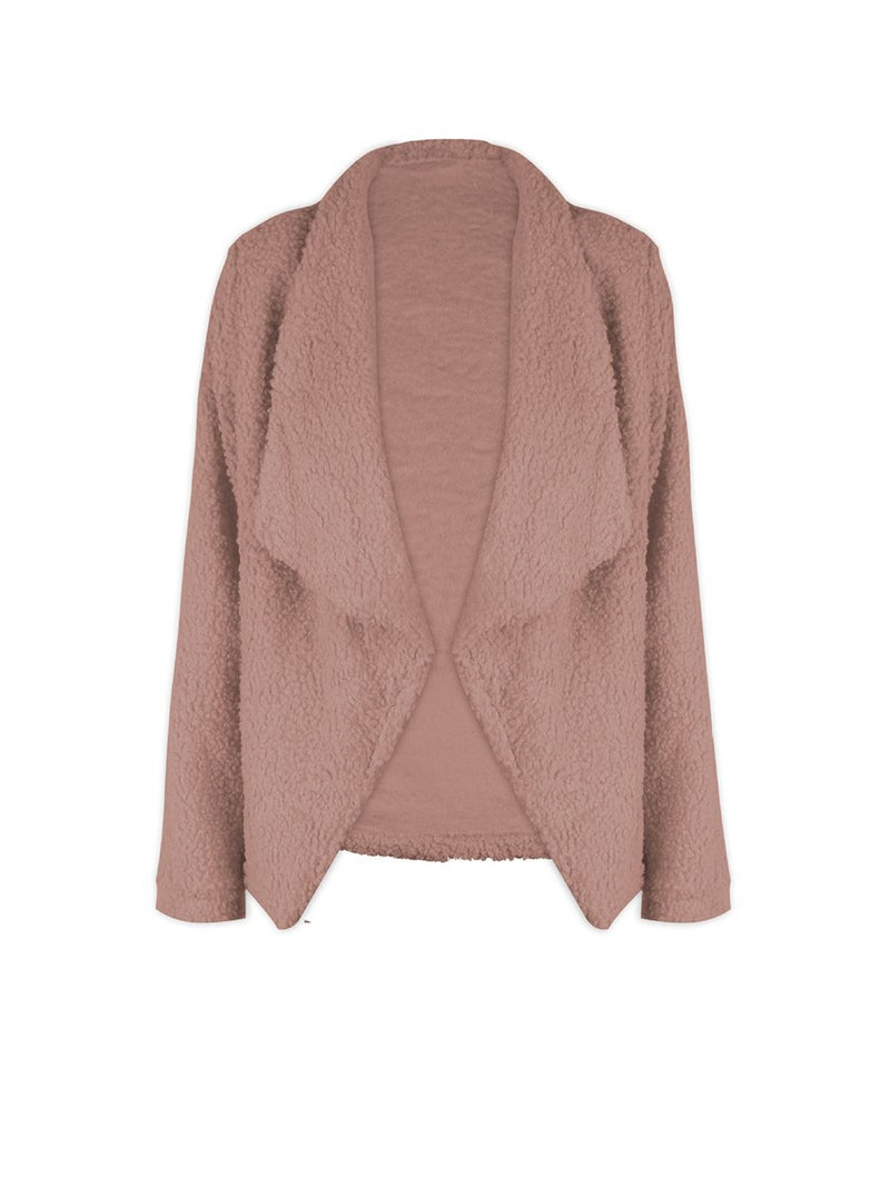 Plush Lapel V-neck Open Front Short Cardigan Coat