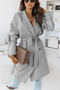 On Another Level Belted Wrap Midi Coat