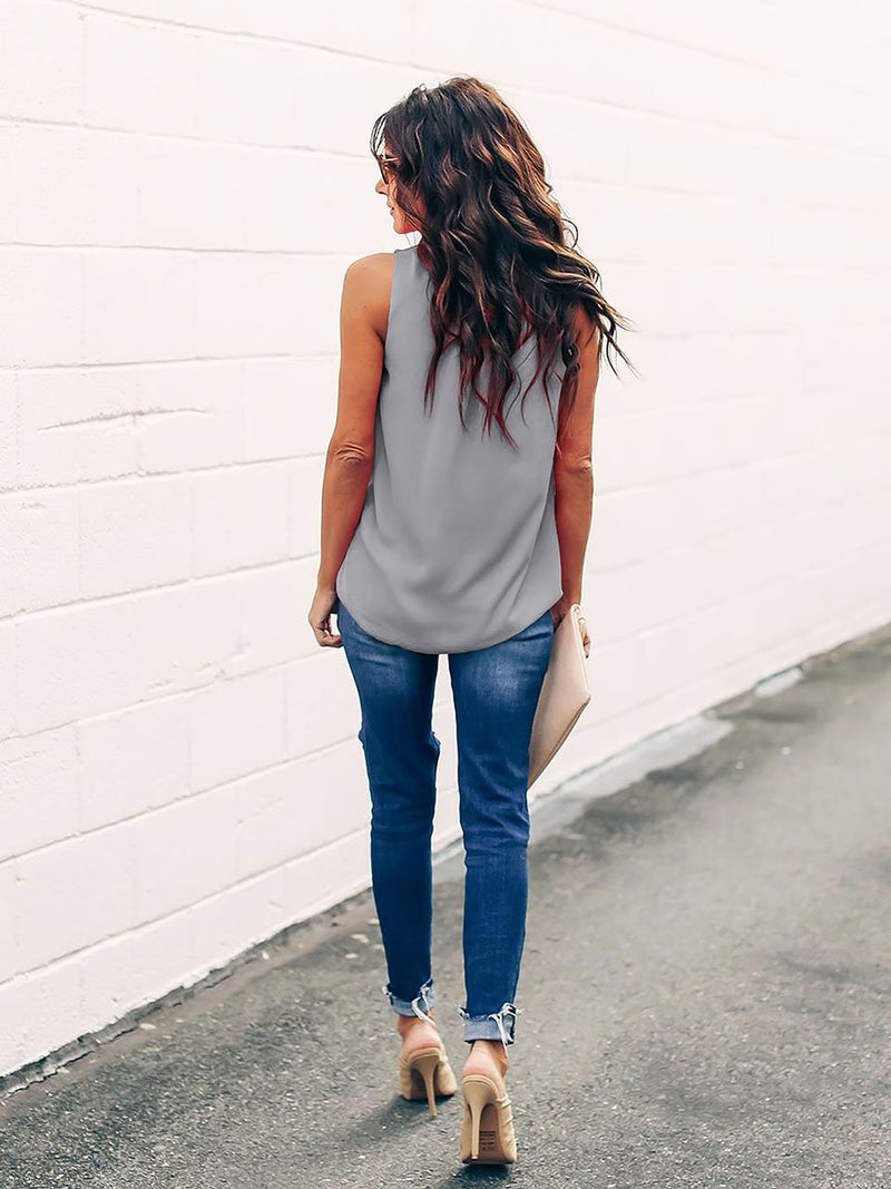 Round Neck Sleeveless T-shirt Top