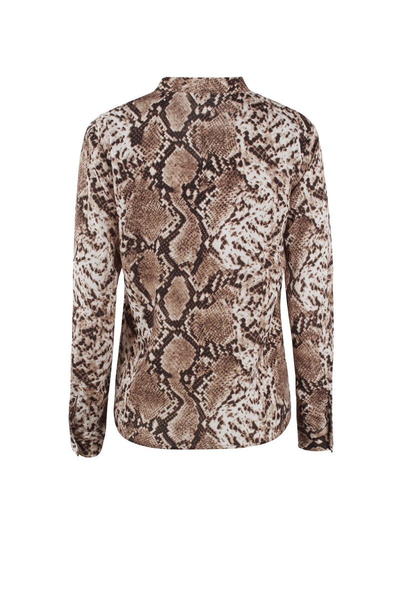 Leopard Printed Deep V-neck Long Sleeves Blouse Top