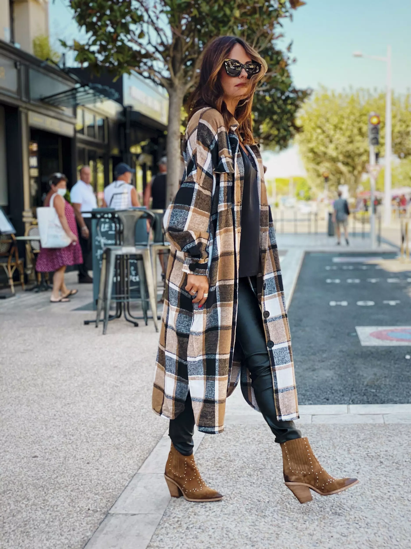 Casual Loose Button Down Plaid Cardigan