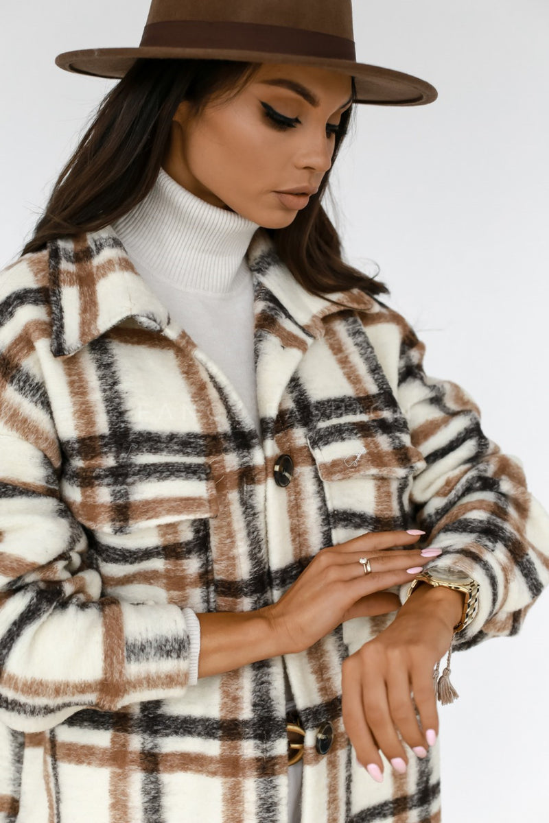 Plaid Benddown Collar Jacket Outerwear