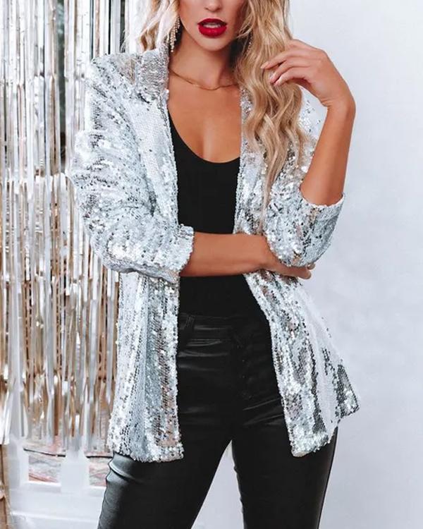 Glittering Sequin Blazer Party Suit