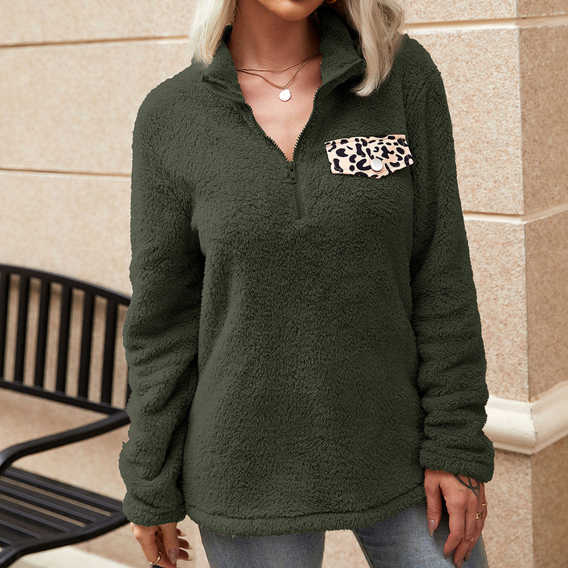 Half Zip Up Fleece Casual Sweatshirt