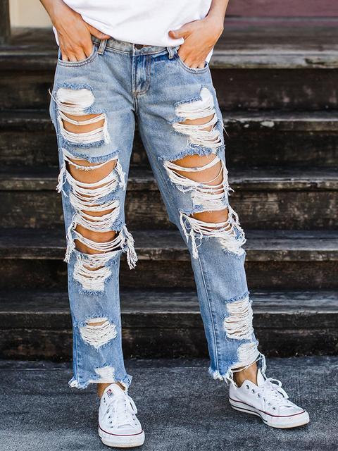 Denim Hole Loose Jeans