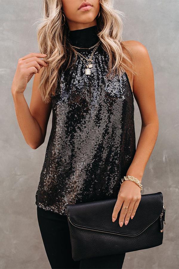 Dress You Up Sequin Halter Top