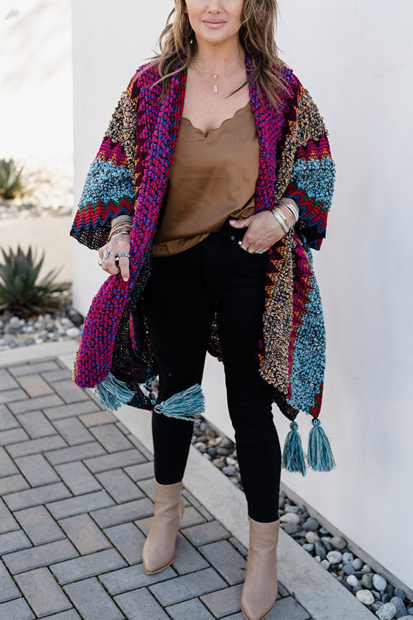 Boho Crochet Kimono With Tassels