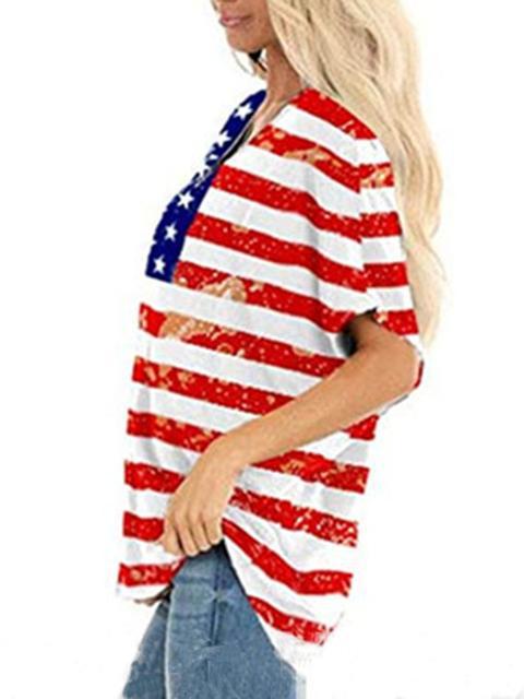 American Flag Star Stripes Print Top