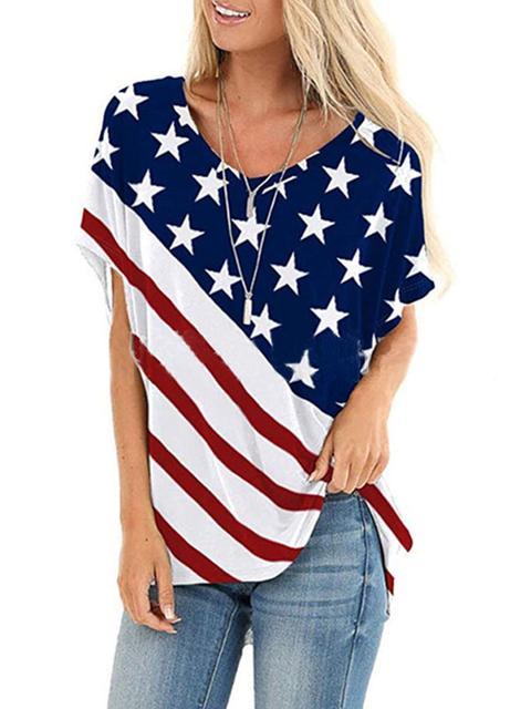 American Flag Star Stripes Print Top