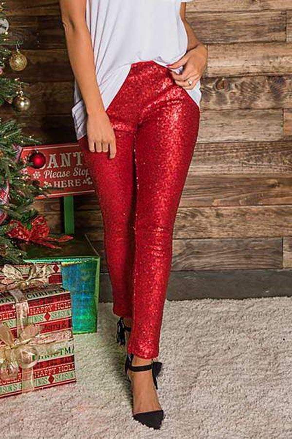 Sequinned Skinny Pants