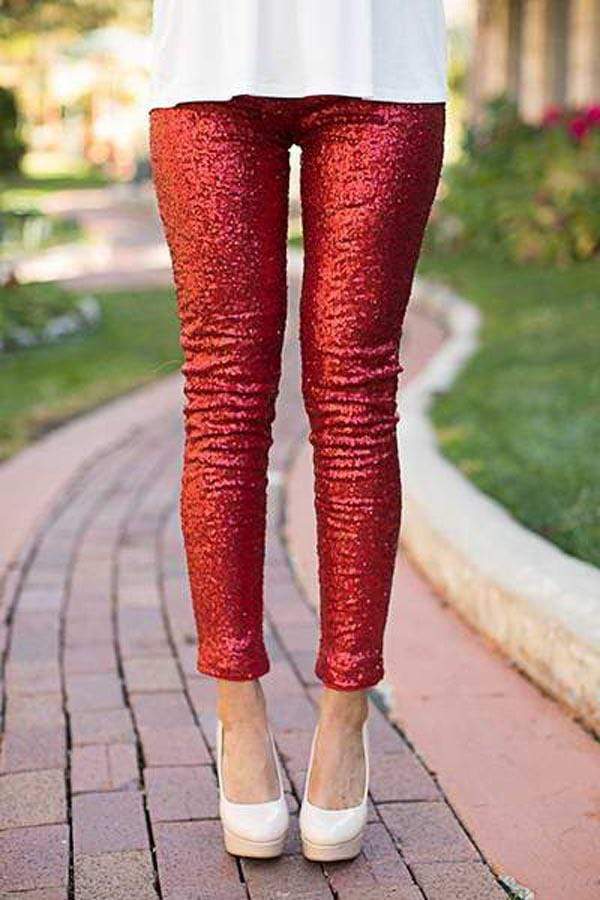 Sequinned Skinny Pants