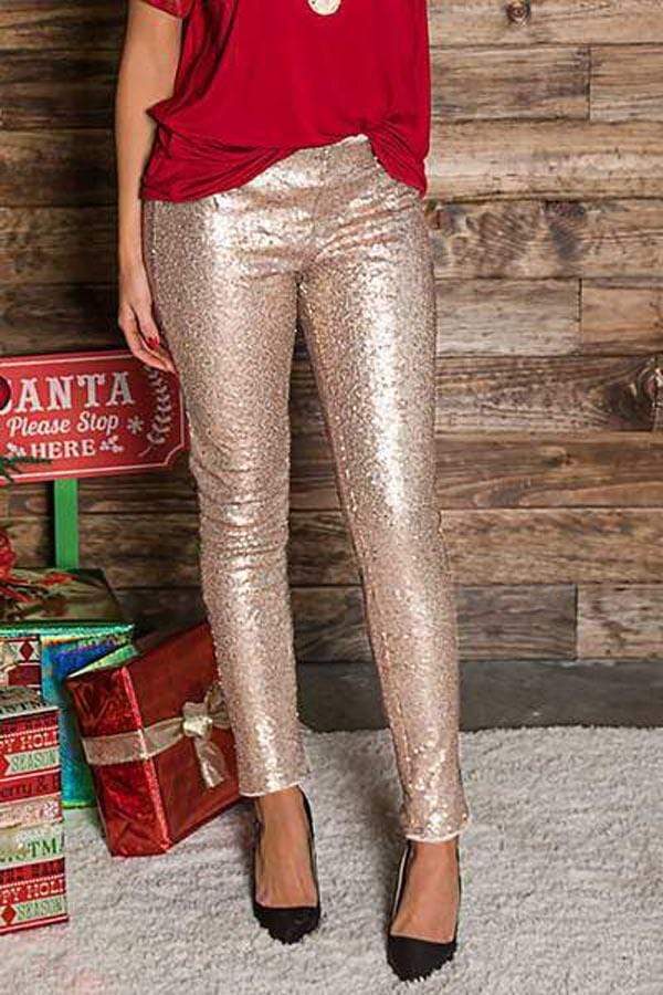 Sequinned Skinny Pants