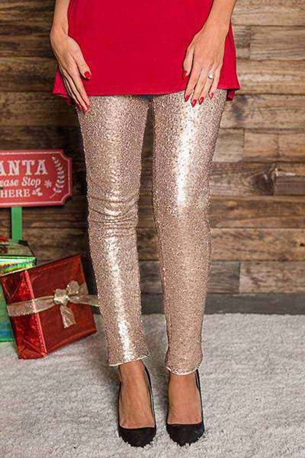 Sequinned Skinny Pants