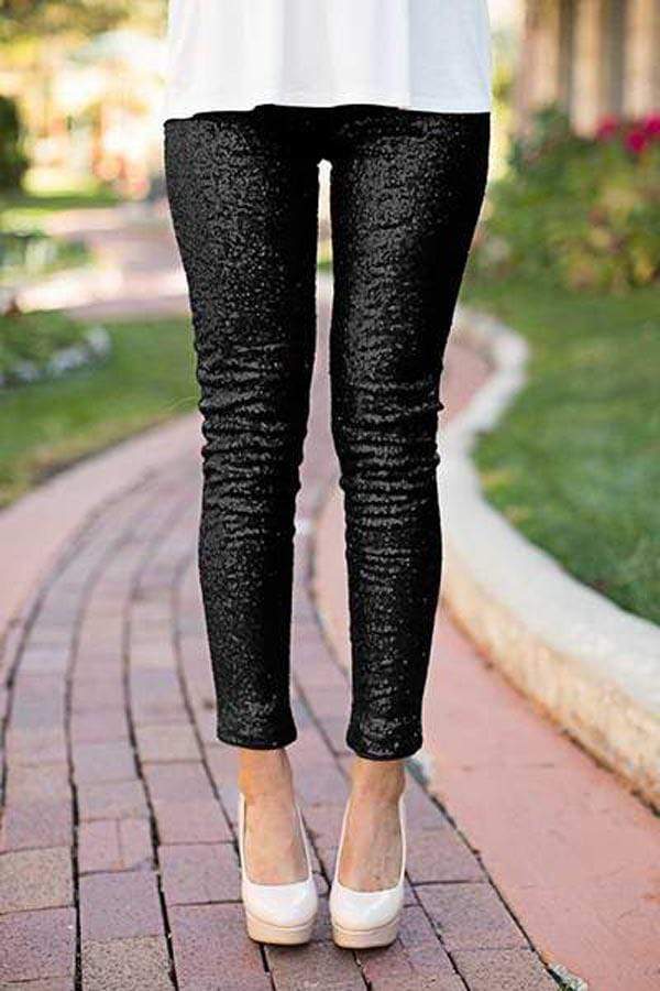 Sequinned Skinny Pants