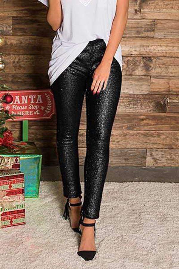 Sequinned Skinny Pants