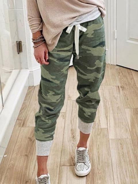 Camo Pattern Drawstring Pants