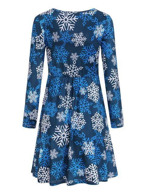 Christmas Round Neck Slim Print Dress