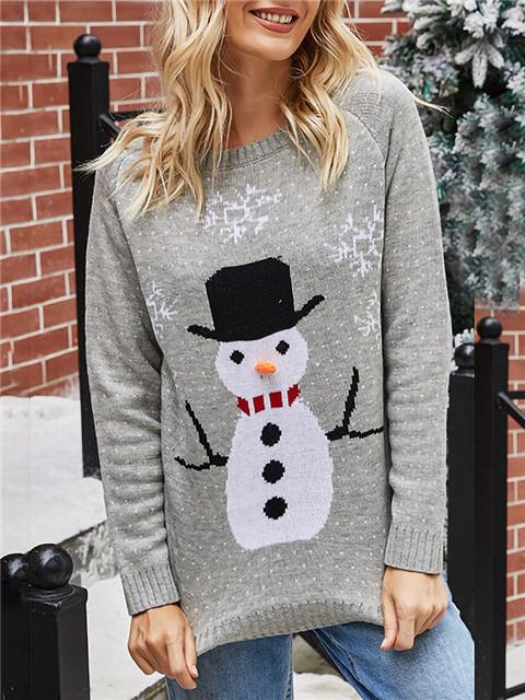 Christmas Snowman Pattern Casual Sweater