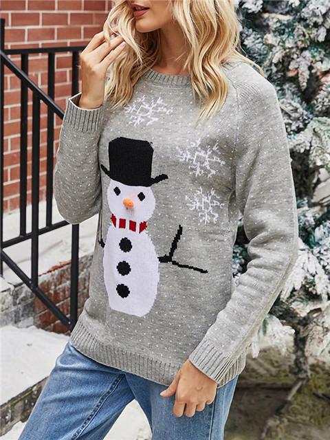 Christmas Snowman Pattern Casual Sweater