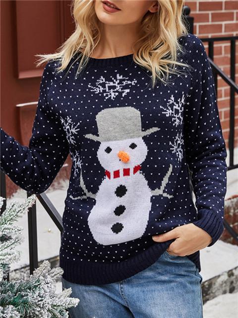 Christmas Snowman Pattern Casual Sweater