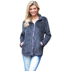 Long Sleeve Zip Up Fluffy Faux Fleece Jacket