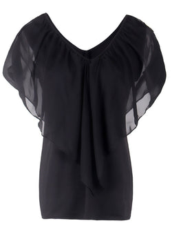 Bat Sleeves V-neck T-shirt Top - Landing Closet