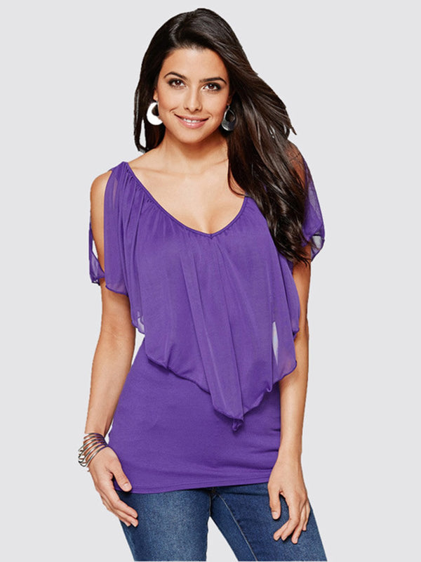 Bat Sleeves V-neck T-shirt Top - Landing Closet