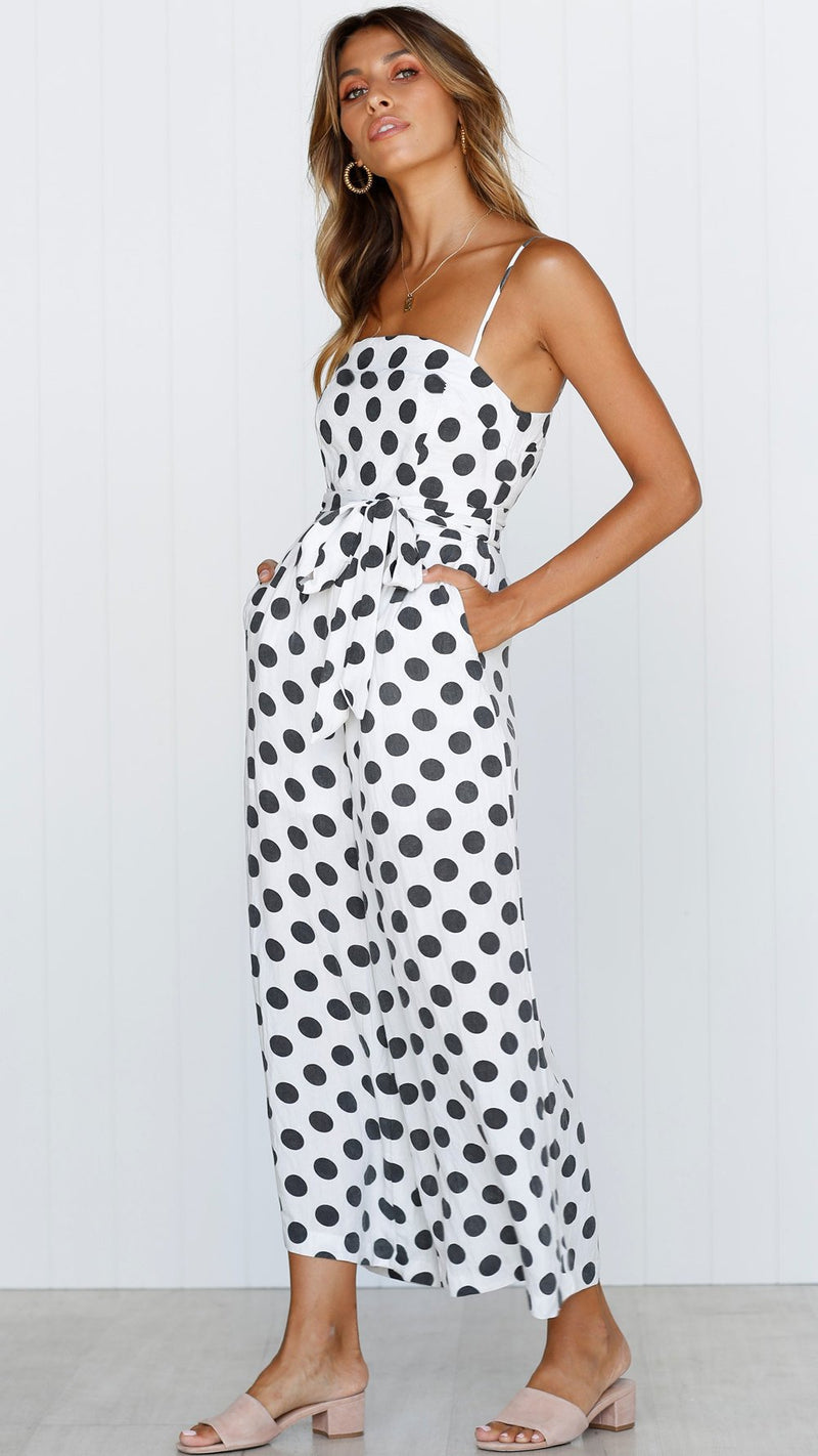 Straps Polka Dot Loose Jumpsuit