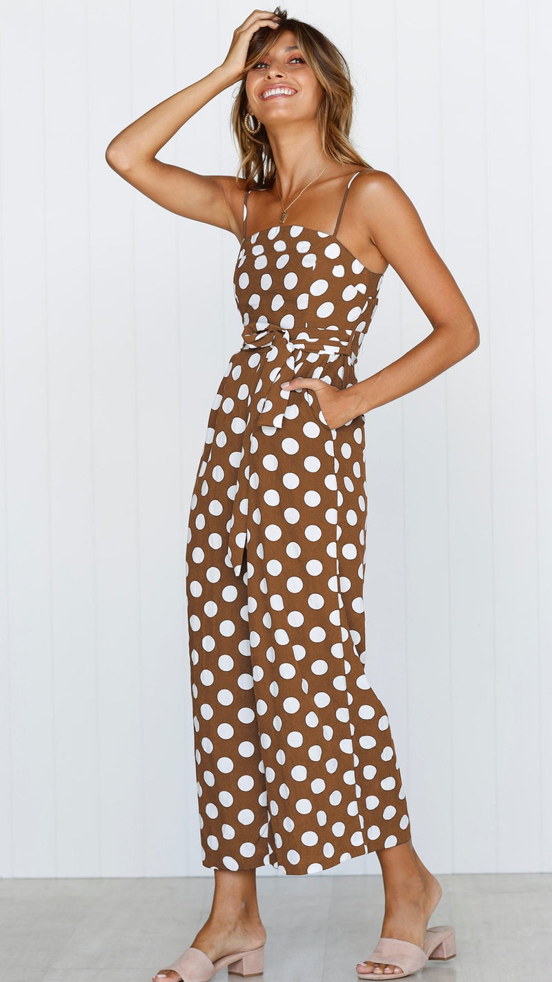 Straps Polka Dot Loose Jumpsuit