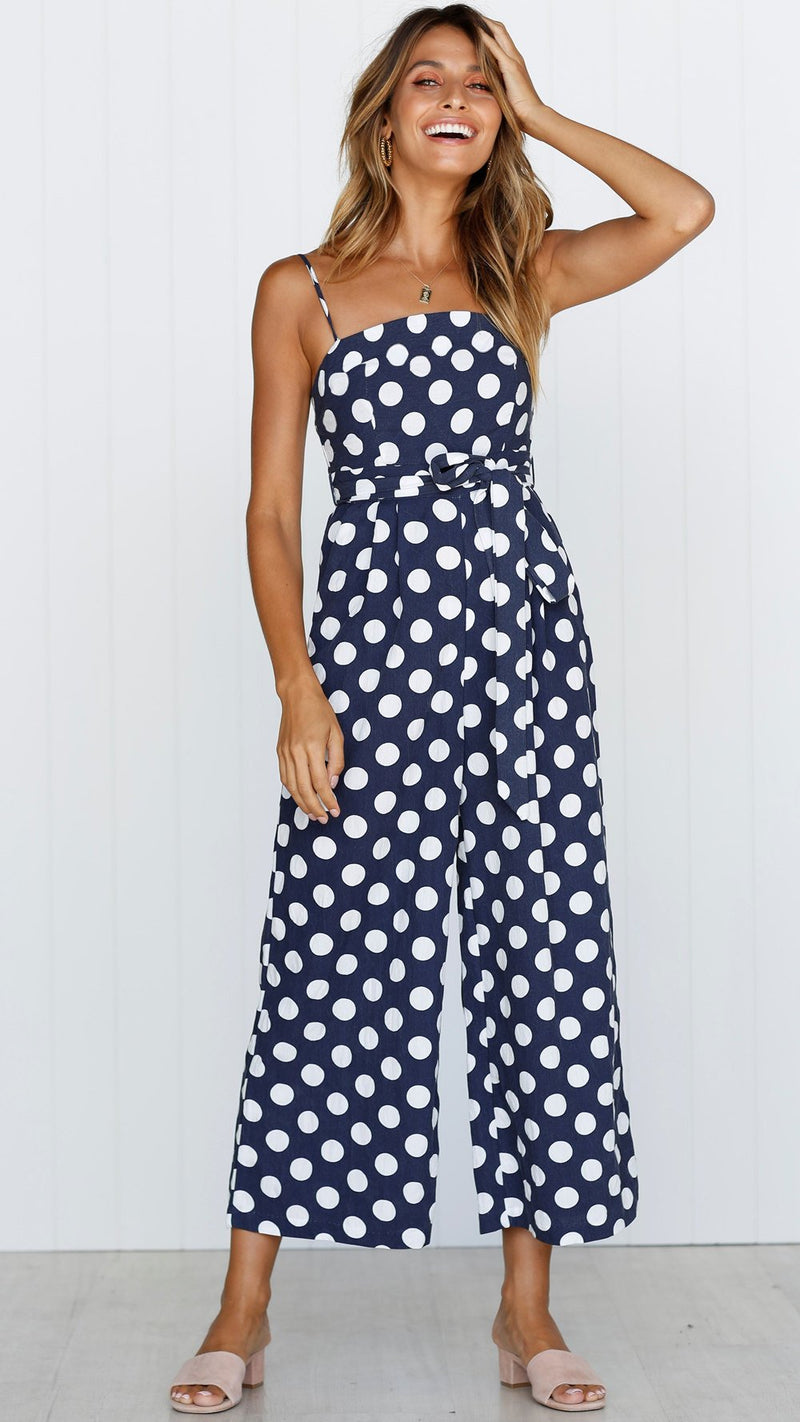 Straps Polka Dot Loose Jumpsuit