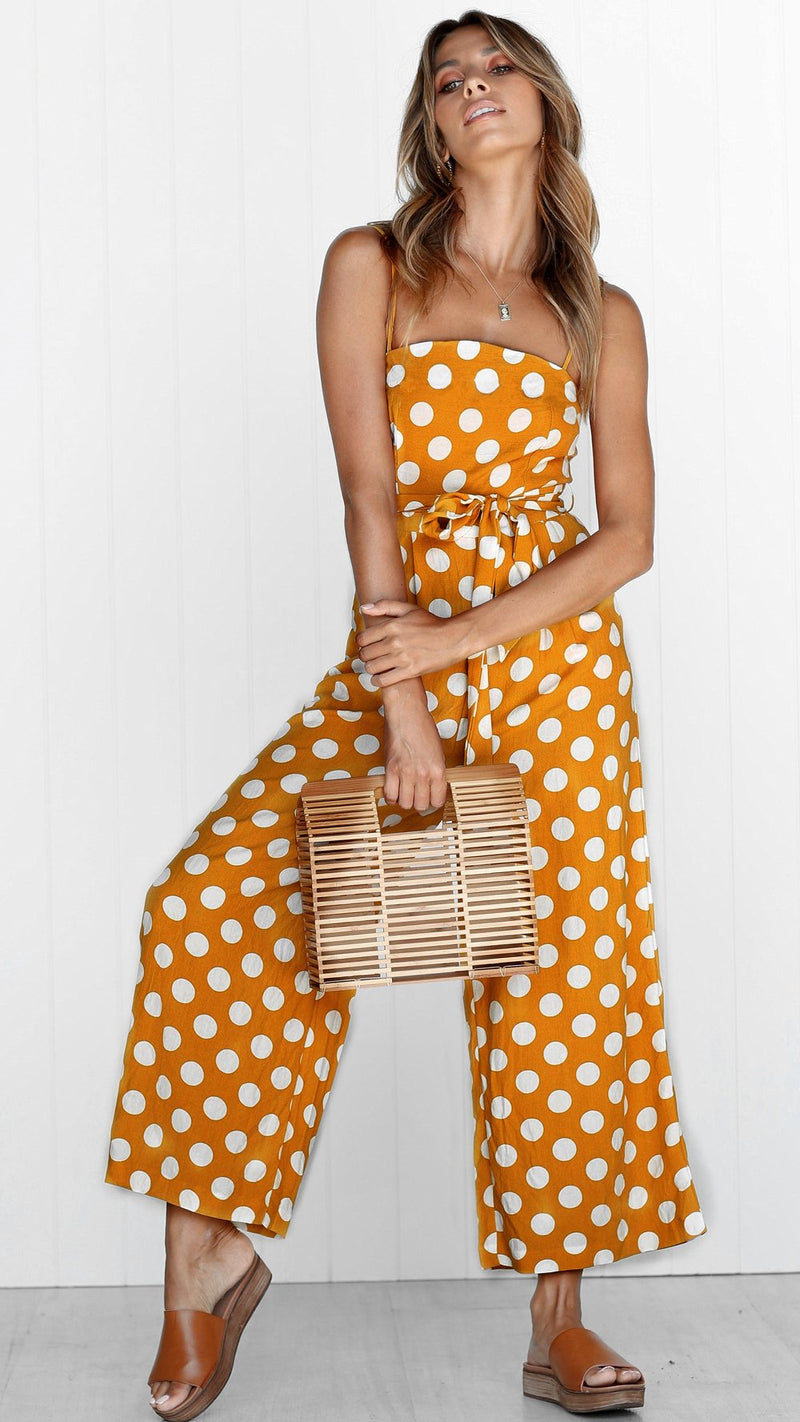 Straps Polka Dot Loose Jumpsuit